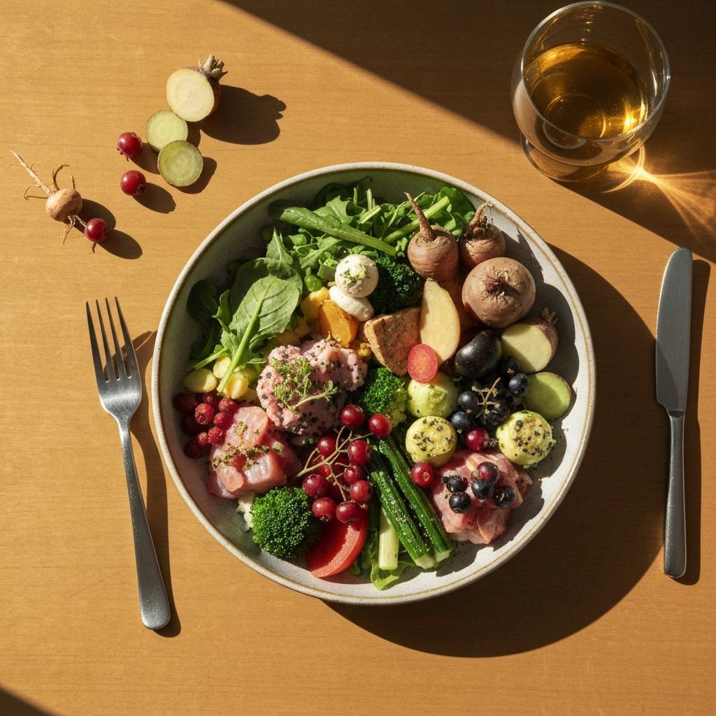 Healthy balanced nutrition with whole foods and botanicals