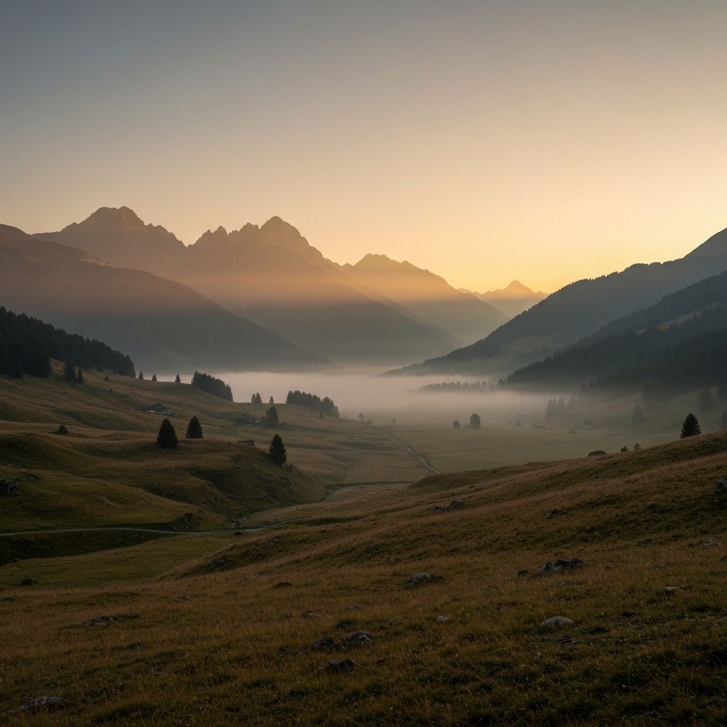 Peaceful alpine landscape supporting natural sleep